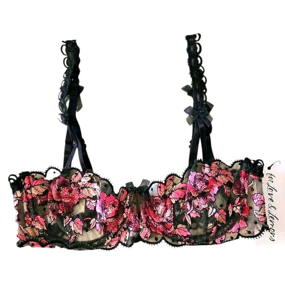 For Love & Lemons Juliet Bra NWT – Embroidered Floral Mesh – XXS